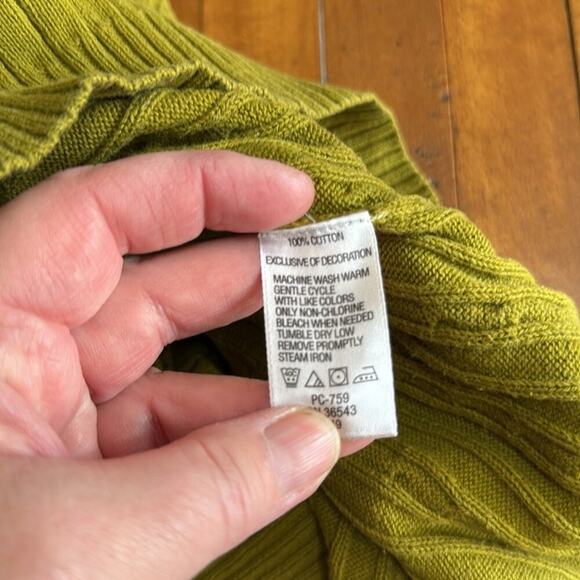 Izod Lime Green Cable Knit Crew Neck Sweater Size XL - Picture 5 of 5